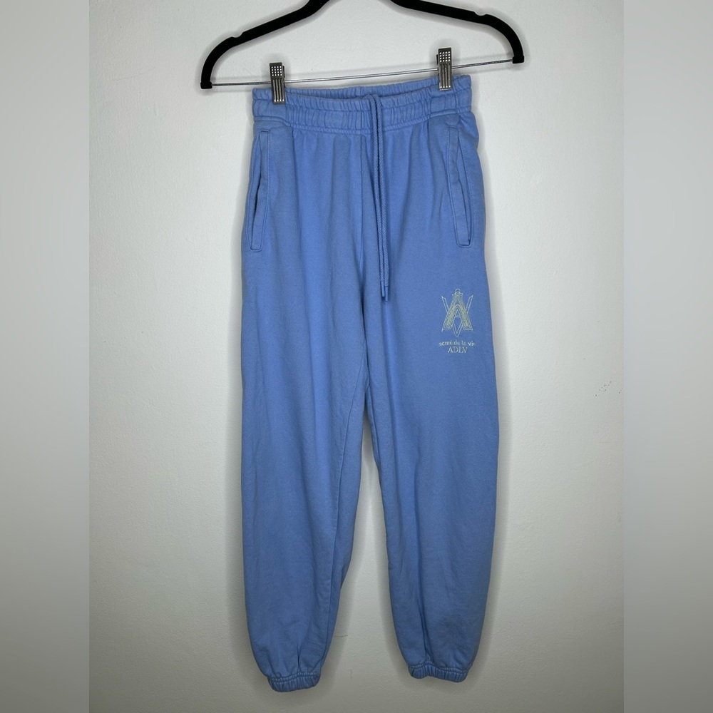 Acmé de la vie AV Color Embroidery Cotton Logo Pants in Light Indigo Blue Size 0